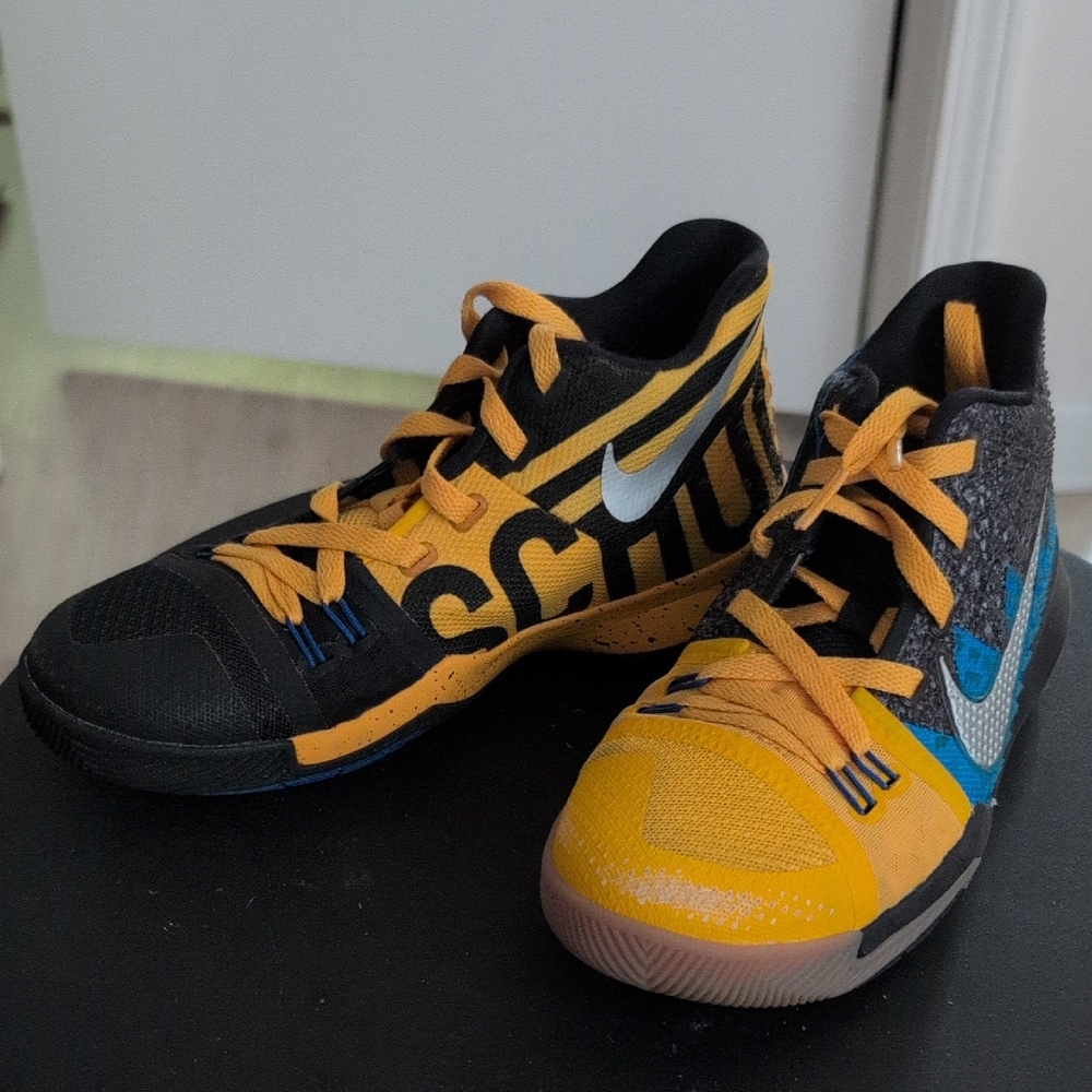 Nike Kyrie 3 "What The" Black and Yellow Sneakers with Bold Design